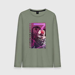 Лонгслив хлопковый мужской Honkai - Кафка и яблоко, цвет: авокадо