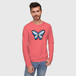 Лонгслив хлопковый мужской Шотландия бабочка, цвет: коралловый — фото 2
