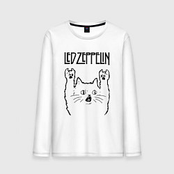 Лонгслив хлопковый мужской Led Zeppelin - rock cat, цвет: белый