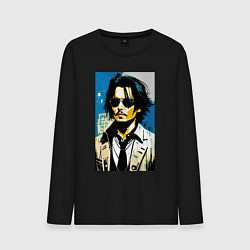 Лонгслив хлопковый мужской Johnny Depp -celebrity, цвет: черный