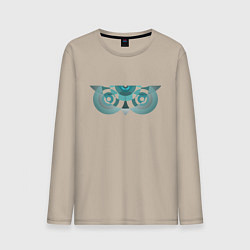 Лонгслив хлопковый мужской Геометрическая сова, цвет: миндальный