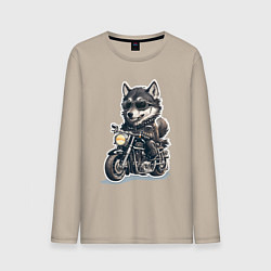 Мужской лонгслив Волчья сила на двух колесах