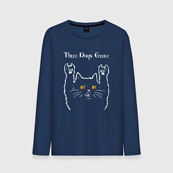 Лонгслив хлопковый мужской Three Days Grace rock cat, цвет: тёмно-синий
