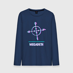 Лонгслив хлопковый мужской Megadeth glitch rock, цвет: тёмно-синий