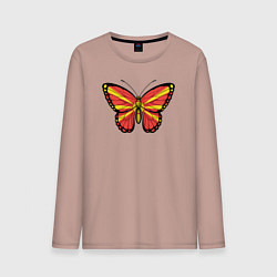 Лонгслив хлопковый мужской Бабочка Северная Македония, цвет: пыльно-розовый