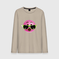 Мужской лонгслив Розовый смайлик в очках
