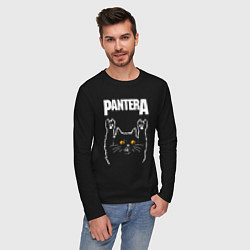Лонгслив хлопковый мужской Pantera rock cat, цвет: черный — фото 2