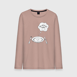 Лонгслив хлопковый мужской Космическая пища, цвет: пыльно-розовый