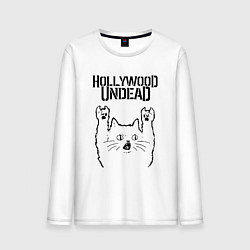 Лонгслив хлопковый мужской Hollywood Undead - rock cat, цвет: белый