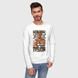 Лонгслив хлопковый мужской Iron Mike Tyson Железный Майк Тайсон, цвет: белый — фото 2
