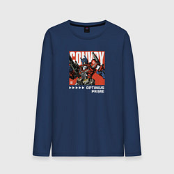 Лонгслив хлопковый мужской Трансформеры: Оптимус Прайм, цвет: тёмно-синий