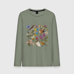 Мужской лонгслив Цветение и птички