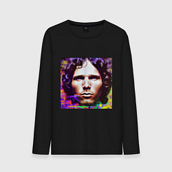 Лонгслив хлопковый мужской Jim Morrison Glitch 25 Digital Art, цвет: черный