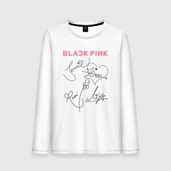 Лонгслив хлопковый мужской Blackpink автограф, цвет: белый
