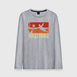 Лонгслив хлопковый мужской Я люблю волейбол, цвет: меланж