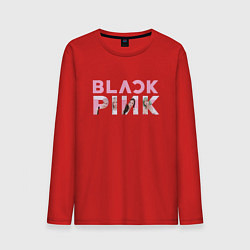 Лонгслив хлопковый мужской Blackpink logo Jisoo Lisa Jennie Rose, цвет: красный