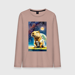 Мужской лонгслив Capybara brave astronaut - neural network