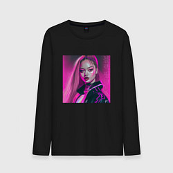 Лонгслив хлопковый мужской Blackpink Lisa аниме рисунок, цвет: черный