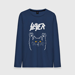 Лонгслив хлопковый мужской Slayer rock cat, цвет: тёмно-синий