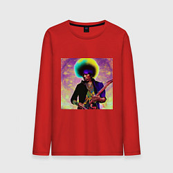 Лонгслив хлопковый мужской Jimi Hendrix Rock Idol Art, цвет: красный
