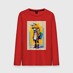 Мужской лонгслив Fox cub - urban style - neural network