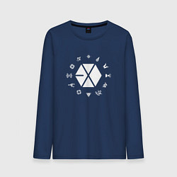 Лонгслив хлопковый мужской Logo EXO, цвет: тёмно-синий