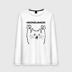 Лонгслив хлопковый мужской Nickelback - rock cat, цвет: белый