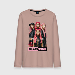 Лонгслив хлопковый мужской Блэкпинк постер, цвет: пыльно-розовый