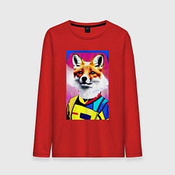 Лонгслив хлопковый мужской Fox - pop art - fashionista, цвет: красный