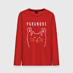 Лонгслив хлопковый мужской Paramore rock cat, цвет: красный