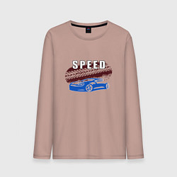 Мужской лонгслив Машина с надписью Скорость