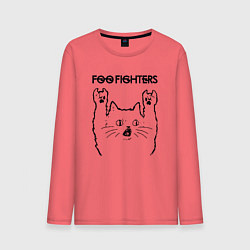 Лонгслив хлопковый мужской Foo Fighters - rock cat, цвет: коралловый