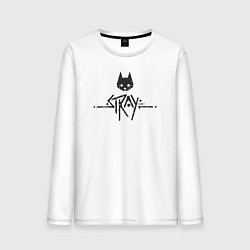 Лонгслив хлопковый мужской Stray street cat, цвет: белый