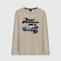 Лонгслив хлопковый мужской Брайан ОКоннер Nissan Skyline R34, цвет: миндальный