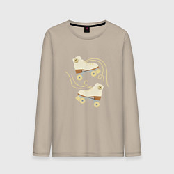 Лонгслив хлопковый мужской Ретро ролики со смайлом, цвет: миндальный