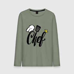 Лонгслив хлопковый мужской Надпись - шеф повар, цвет: авокадо