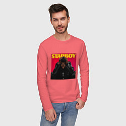 Лонгслив хлопковый мужской The hills, цвет: коралловый — фото 2