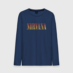 Лонгслив хлопковый мужской Nirvana logo, цвет: тёмно-синий