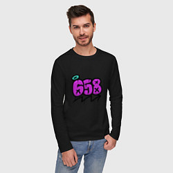 Лонгслив хлопковый мужской 658 граффити, цвет: черный — фото 2