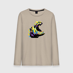 Лонгслив хлопковый мужской Бегемот WPAP, цвет: миндальный