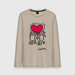 Мужской лонгслив Человечки с сердцем - поп арт Кит Харинг