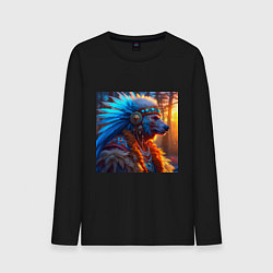 Мужской лонгслив Медведь-индеец от нейросети