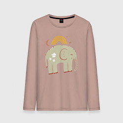 Лонгслив хлопковый мужской Elephants world, цвет: пыльно-розовый