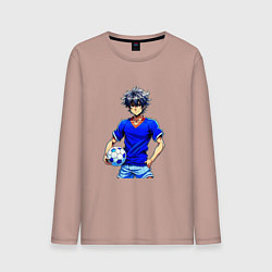 Лонгслив хлопковый мужской Футболист в синей майке, цвет: пыльно-розовый