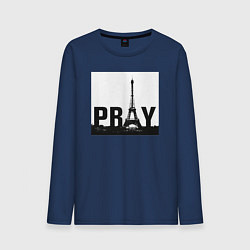 Лонгслив хлопковый мужской Молись за Париж, цвет: тёмно-синий