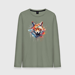 Лонгслив хлопковый мужской Граффити с лисой, цвет: авокадо