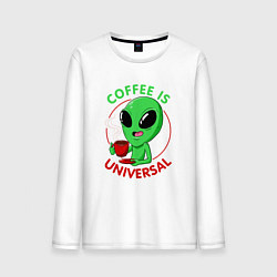 Лонгслив хлопковый мужской Coffee is universal, цвет: белый