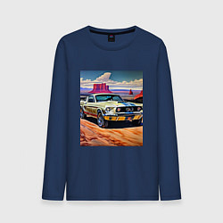 Лонгслив хлопковый мужской Авто Мустанг, цвет: тёмно-синий