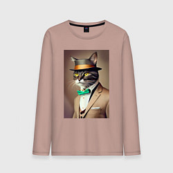 Мужской лонгслив Портрет кота джентльмена в шляпе