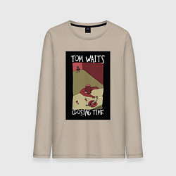 Лонгслив хлопковый мужской Tom Waits - Closing Time, цвет: миндальный